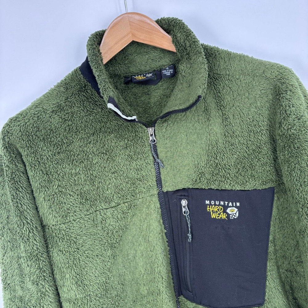 Mountain Hardwear Monkey Man Fleece Jacket Mens XL Green Full Zip Hiking *FLAW